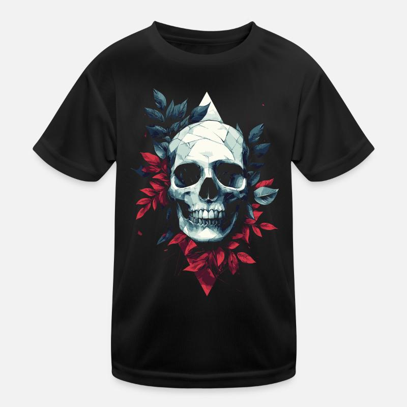 Geometrischer Schädel mit Blättern Kinder Funktions-T-Shirt