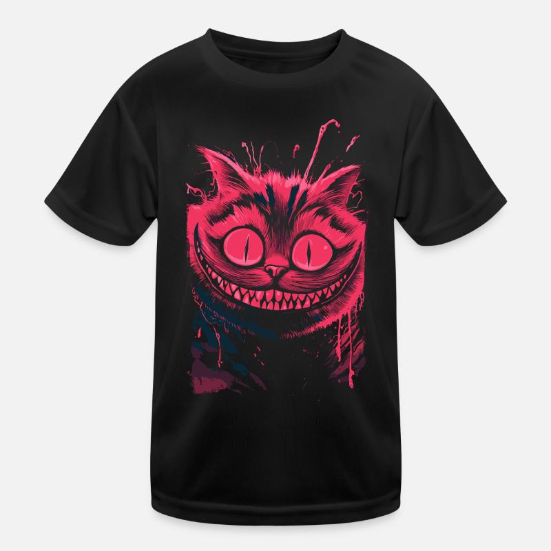 Grinsekatze Neon – düstere verrückte Katzenkunst Kinder Funktions-T-Shirt