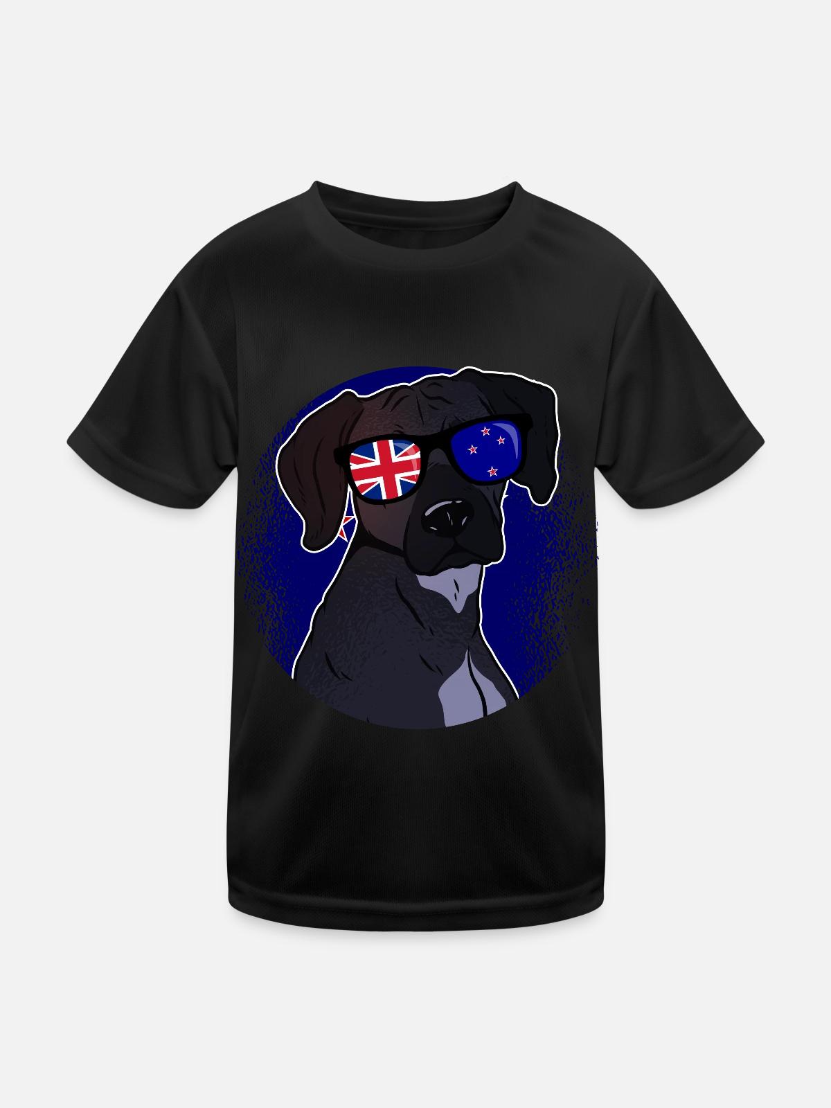 Neuseeland - Kinder Funktions-T-Shirt - Schwarz - Vorne