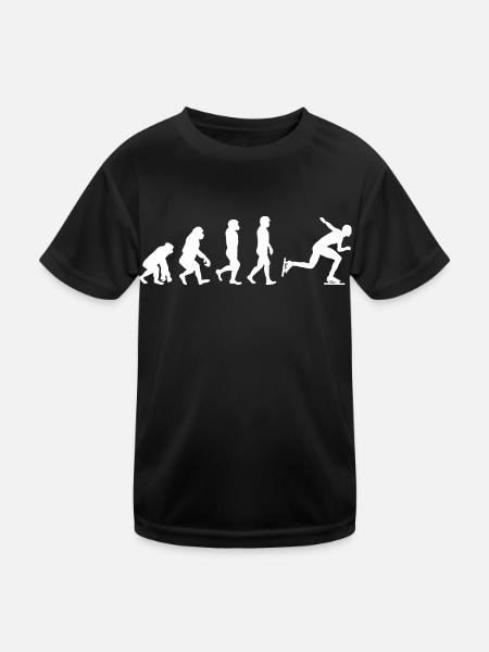 Eisschnelllauf Eisschnelllauf Skater Skate Evolution - Kinder Funktions-T-Shirt - Schwarz - Vorne