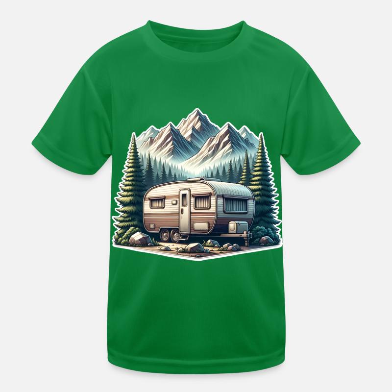 Camping Caravan Kids Functional T-Shirt