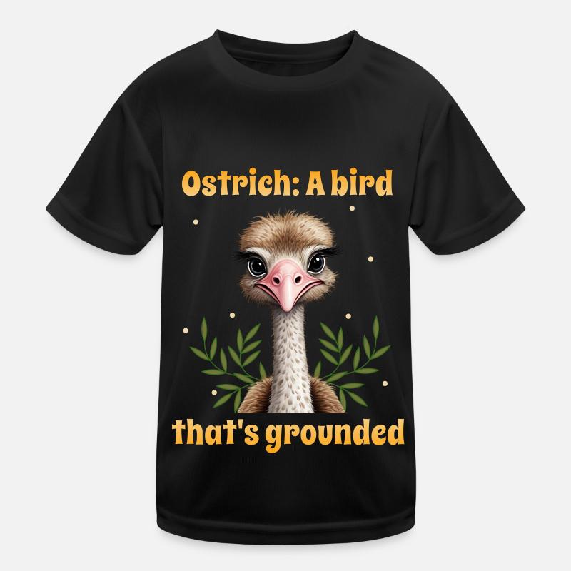 Ostrich a bird that's grounded Kids Functional T-Shirt