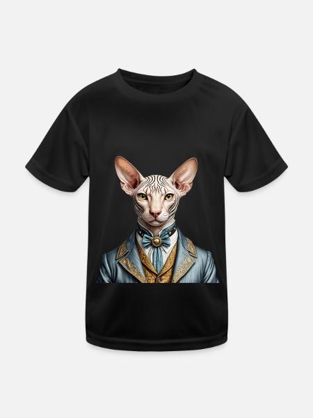 Elegante Sphynx - Kinder Funktions-T-Shirt - Schwarz - Vorne