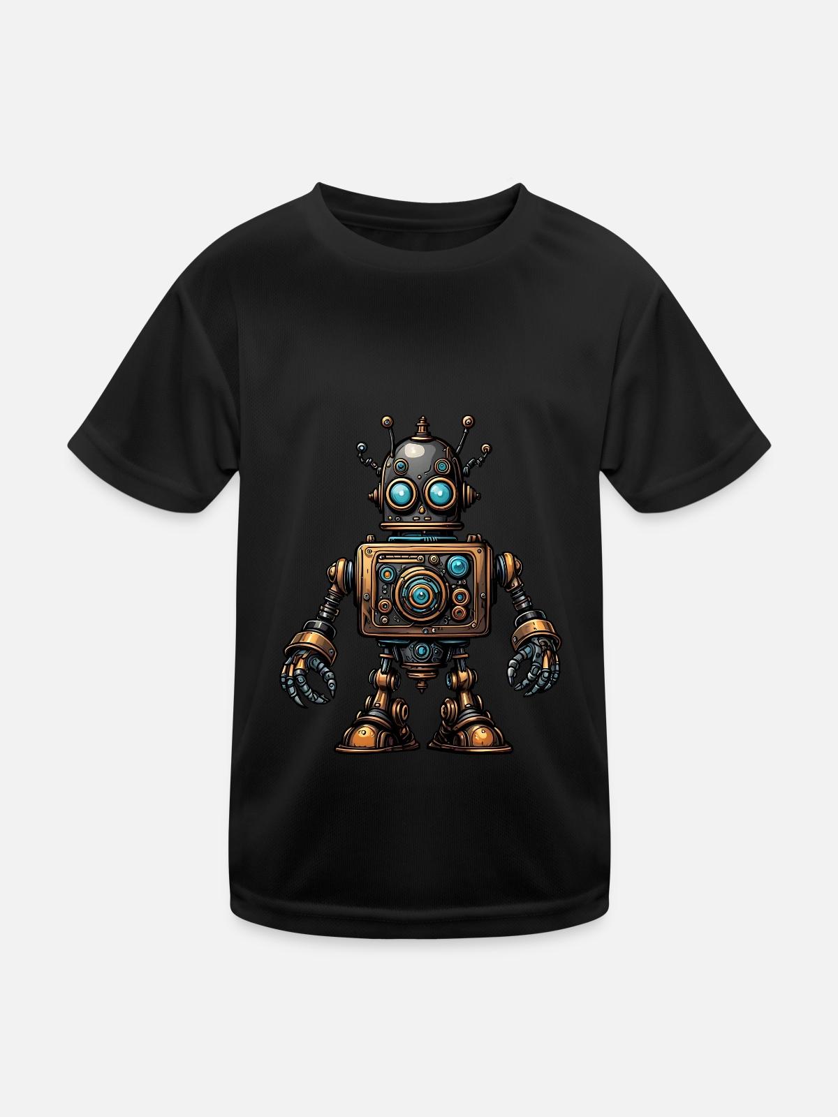 Steampunk robot - Kids Functional T-Shirt - black - Front