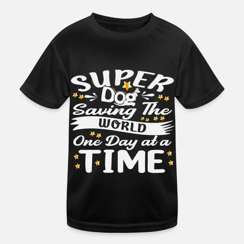 Superhund rettet einmal am Tag die Welt Kinder Funktions-T-Shirt