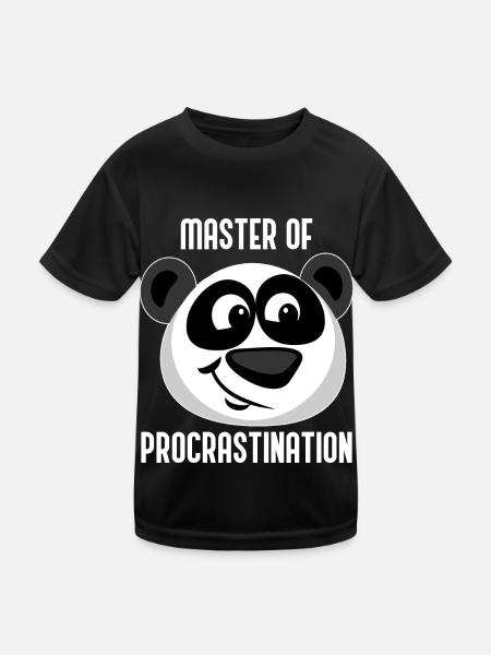 Panda faul Pandabär Master of Procrastination - Kinder Funktions-T-Shirt - Schwarz - Vorne