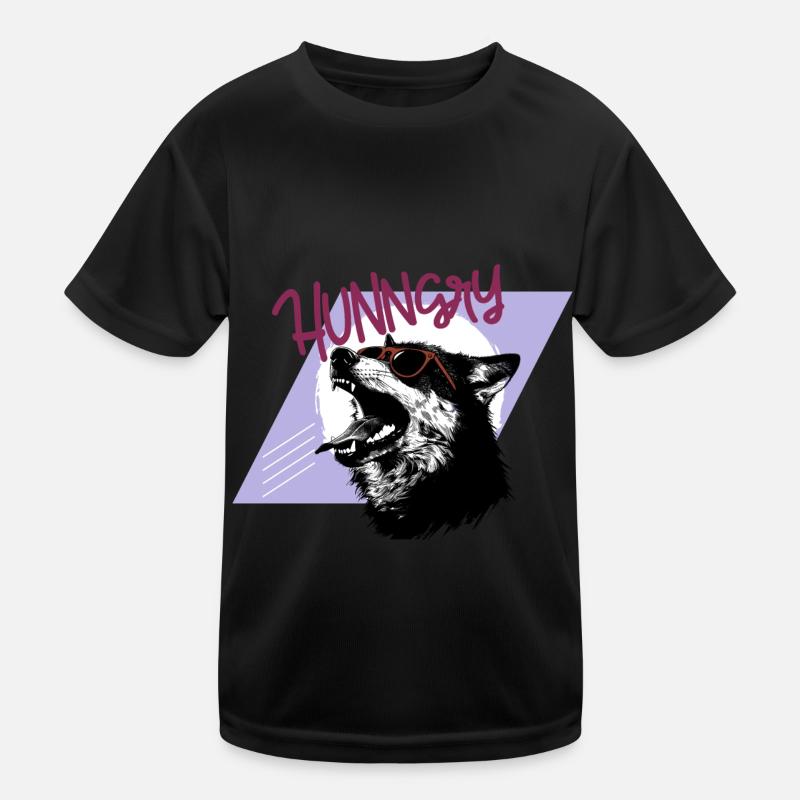 Hungrig wie ein Wolf - Retro 80er Jahre Kinder Funktions-T-Shirt