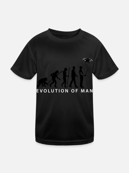 Evolution Modellflieger Drohne 4 Propeller - Kinder Funktions-T-Shirt - Schwarz - Vorne