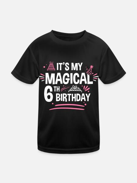 6th birthday 6 years old - Kids Functional T-Shirt - black - Front