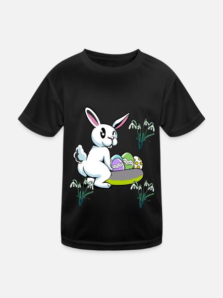 Osterhase Ostern Nest Eier Hase Kaninchen Kind - Kinder Funktions-T-Shirt - Schwarz - Vorne