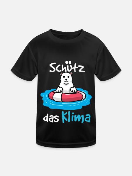 Schützt das Klima Eisbär Baby Comic Cartoon - Kinder Funktions-T-Shirt - Schwarz - Vorne