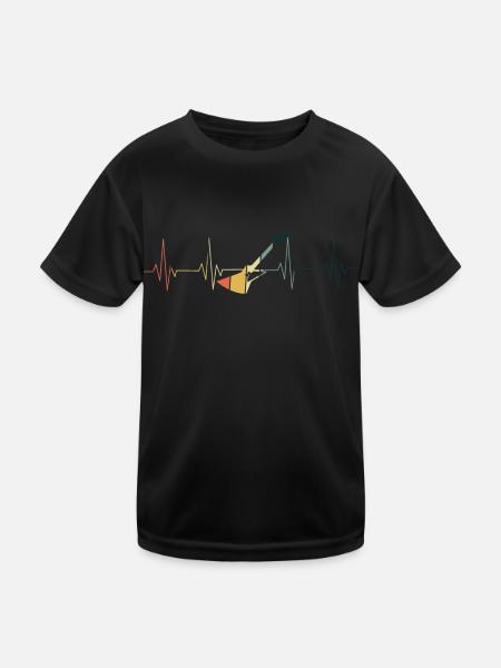 Vintage guitare électrique battement de cœur - T-shirt sport Enfant - noir - Devant