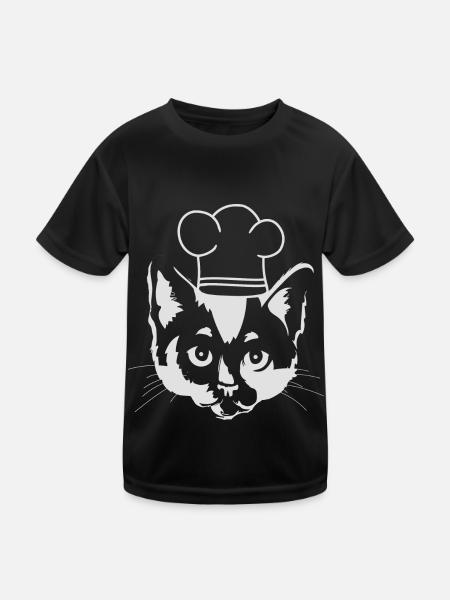 Chapeau de chef de chat Cuisine Cuisine Chat Enfants - T-shirt sport Enfant - noir - Devant