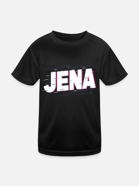Jena Germany City Writing Home Love - Kids Functional T-Shirt - black - Front
