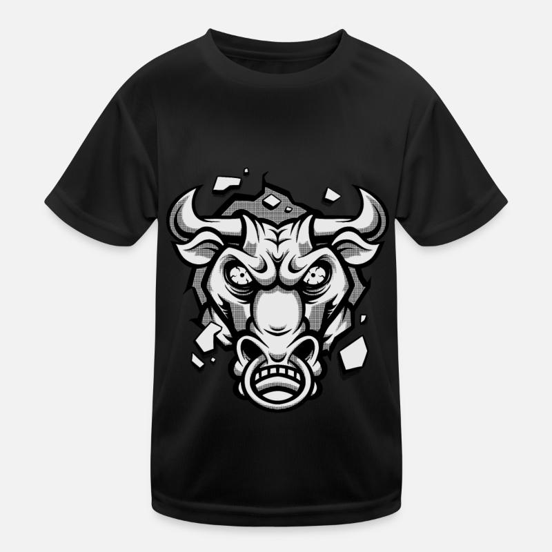 Bull Head Bull Strong Wild Power Animal Kids Functional T-Shirt