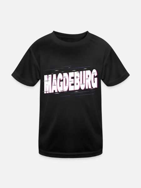 Magdeburg Deutschland Stadt Schrift Heimat Liebe - Kinder Funktions-T-Shirt - Schwarz - Vorne