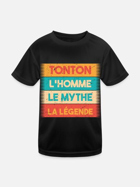 Tonton, L'homme, Le mythe, cadeau Tonton. Oncle. - T-shirt sport Enfant - noir - Devant