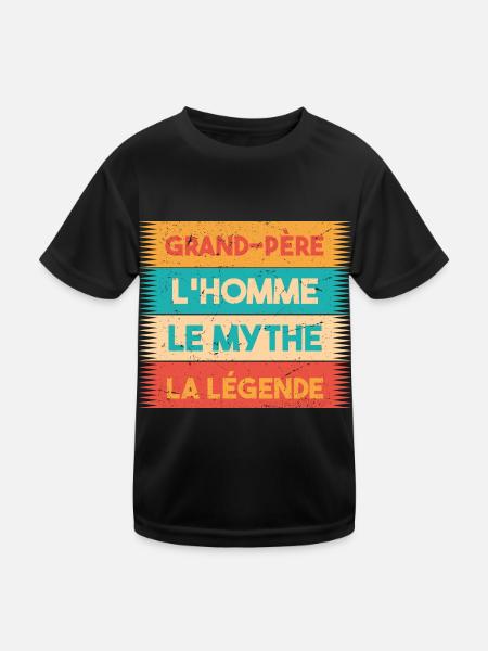 Grand-Père, L'homme, Le mythe, cadeau grand-père. - T-shirt sport Enfant - noir - Devant