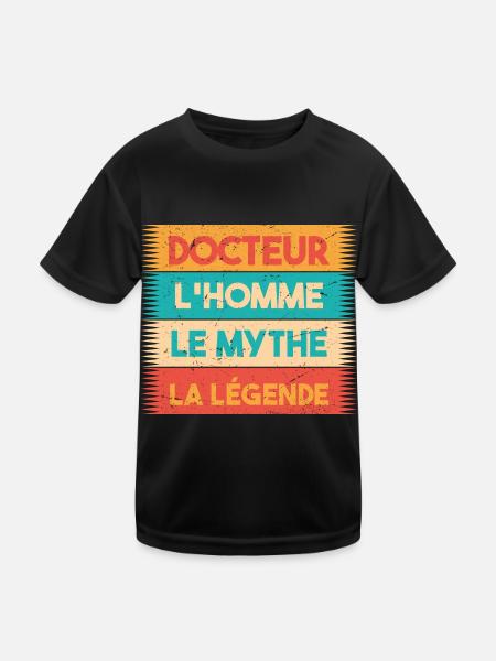 Docteur, L'homme, Le mythe cadeau docteur. médecin - T-shirt sport Enfant - noir - Devant