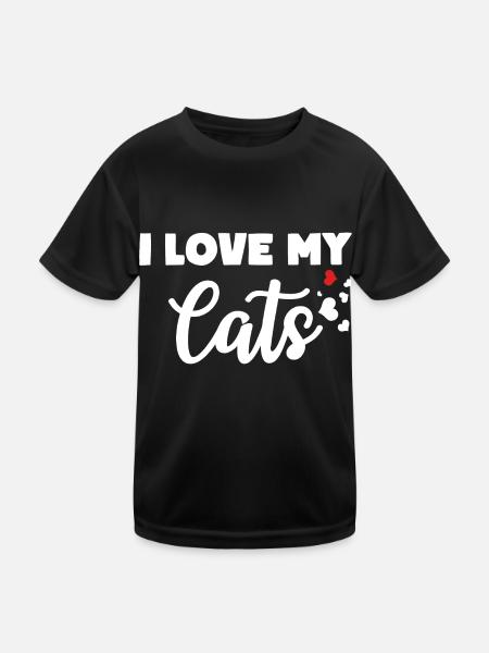 I LOVE MY CATS Cat Owner Love - Kids Functional T-Shirt - black - Front