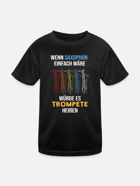Saxophon, Musik, Musiker, Saxophonist Geschenk - Kinder Funktions-T-Shirt - Schwarz - Vorne