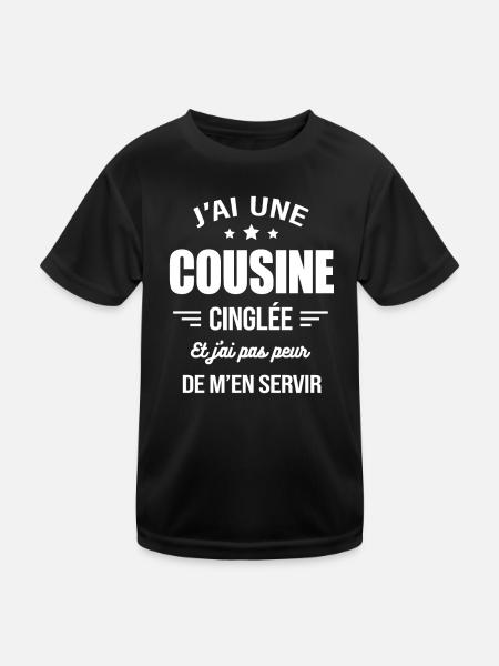 J'AI UNE COUSINE CINGLÉE - T-shirt sport Enfant - noir - Devant