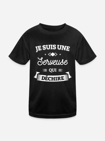 SERVEUSE QUI DÉCHIRE - T-shirt sport Enfant - noir - Devant