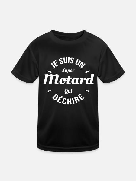 MOTARD QUI DÉCHIRE - T-shirt sport Enfant - noir - Devant