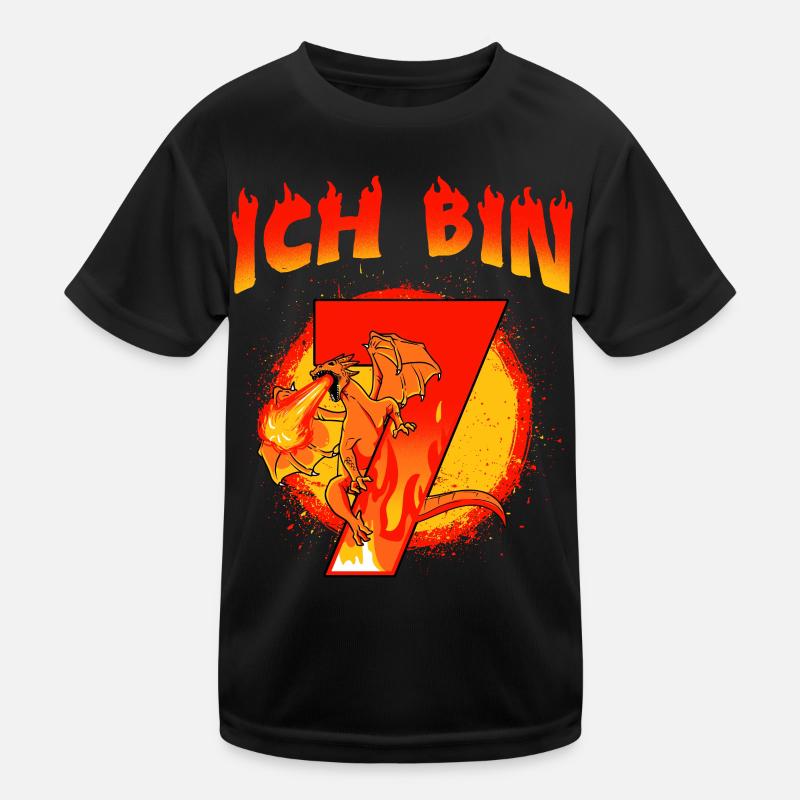 7 Geburtstag Junge 7 Jahre alt Drache Kinder Funktions-T-Shirt