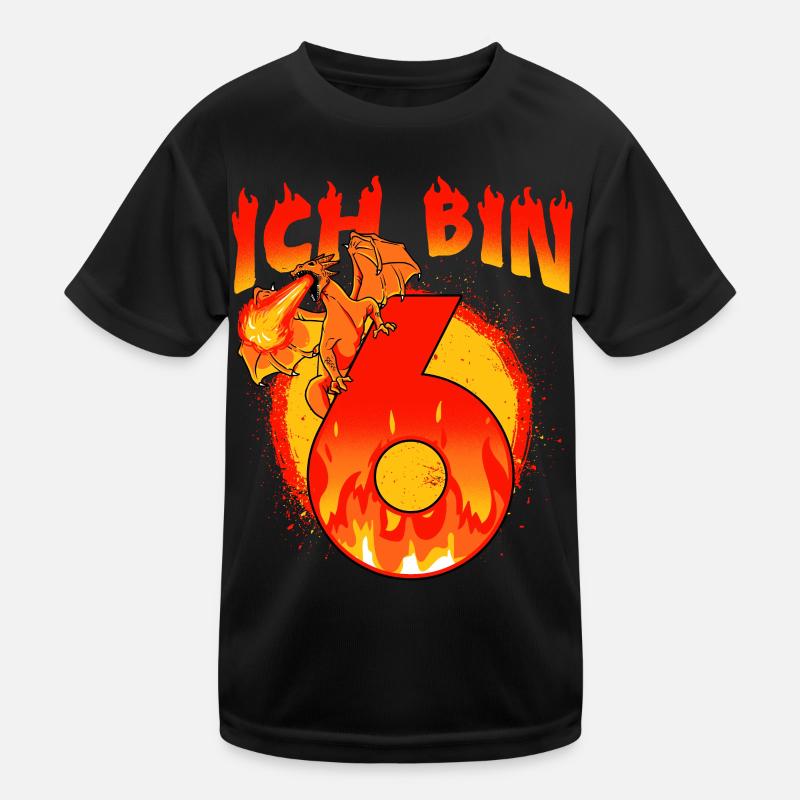 6. Geburtstag Junge 6 Jahre alt Drache Kinder Funktions-T-Shirt