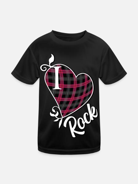 Ich liebe Rock - Kinder Funktions-T-Shirt - Schwarz - Vorne