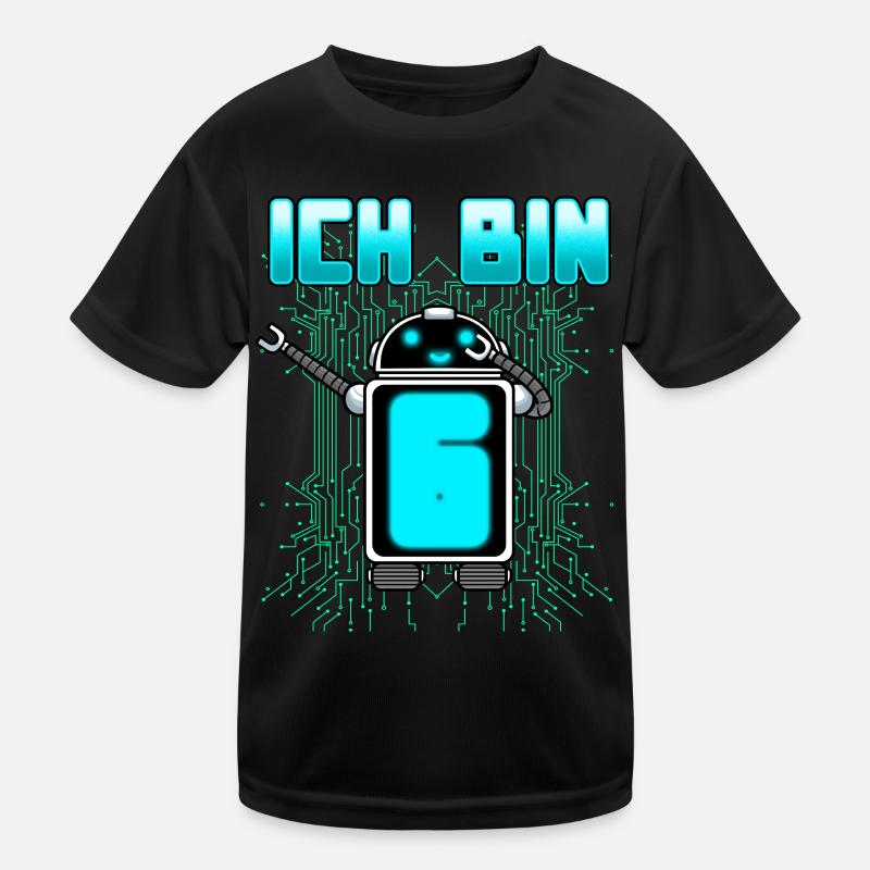 Sechster Geburtstag Junge 6 Jahre alt Kinder Funktions-T-Shirt