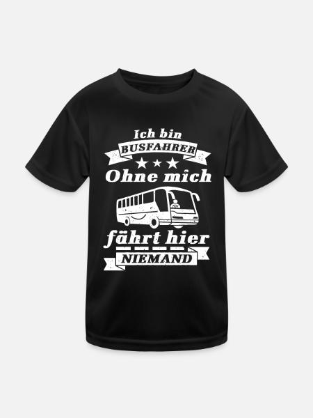 Lustiger Busfahrer Bus Busfahrerin Spruch - Kinder Funktions-T-Shirt - Schwarz - Vorne