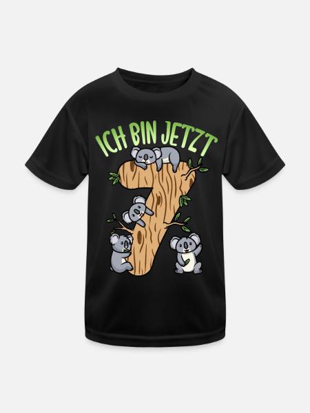 Siebter Geburtstag Junge Koala 7 Jahre Alt - Kinder Funktions-T-Shirt - Schwarz - Vorne