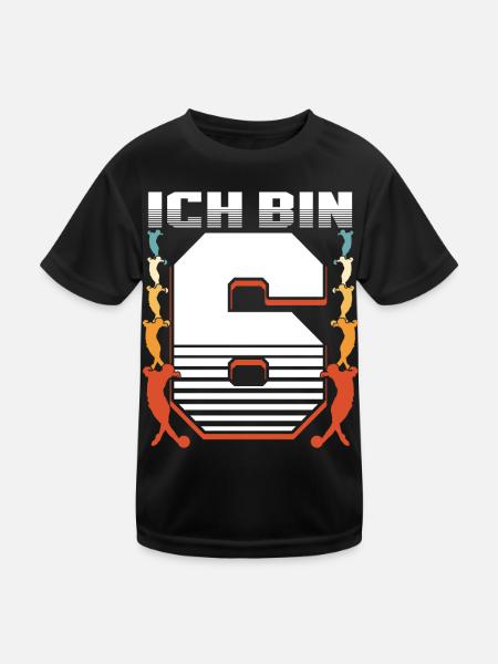 Sechster Geburtstag Junge 6 Jahre Alt - Kinder Funktions-T-Shirt - Schwarz - Vorne