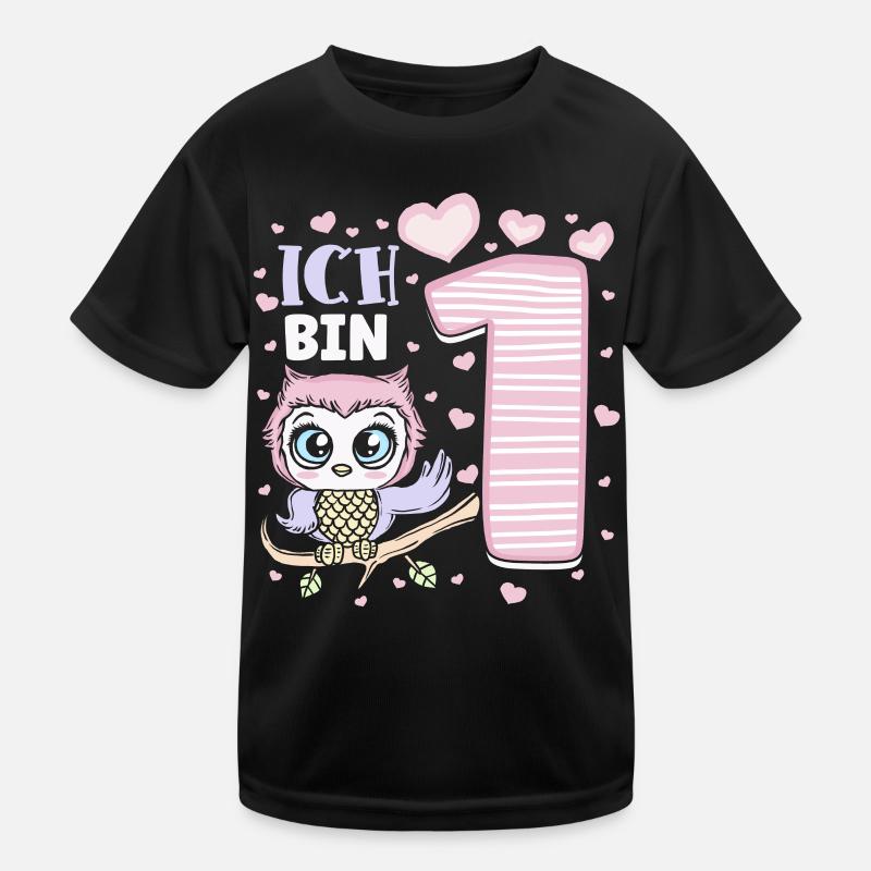 Erster Geburtstag Mädchen 1 Jahr Eulen Kinder Funktions-T-Shirt