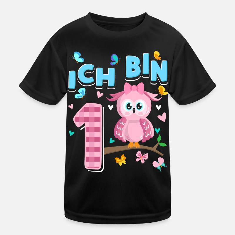 Erster Geburtstag Mädchen 1 Jahr Eulen Kinder Funktions-T-Shirt