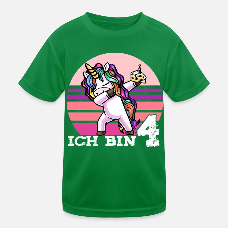4. Geburtstag Mädchen 4 Jahre Einhorn Kinder Funktions-T-Shirt