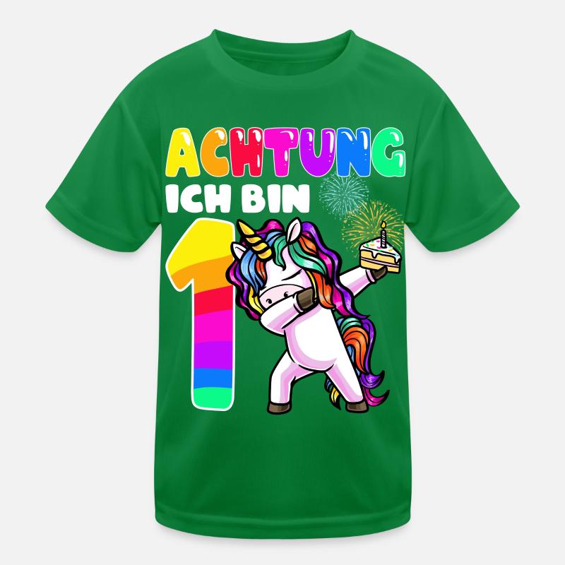 Erster Geburtstag Mädchen 1 Jahr Einhorn Kinder Funktions-T-Shirt