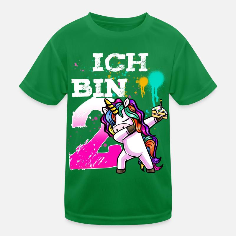 2. Geburtstag Mädchen 2 Jahre Einhorn Kinder Funktions-T-Shirt