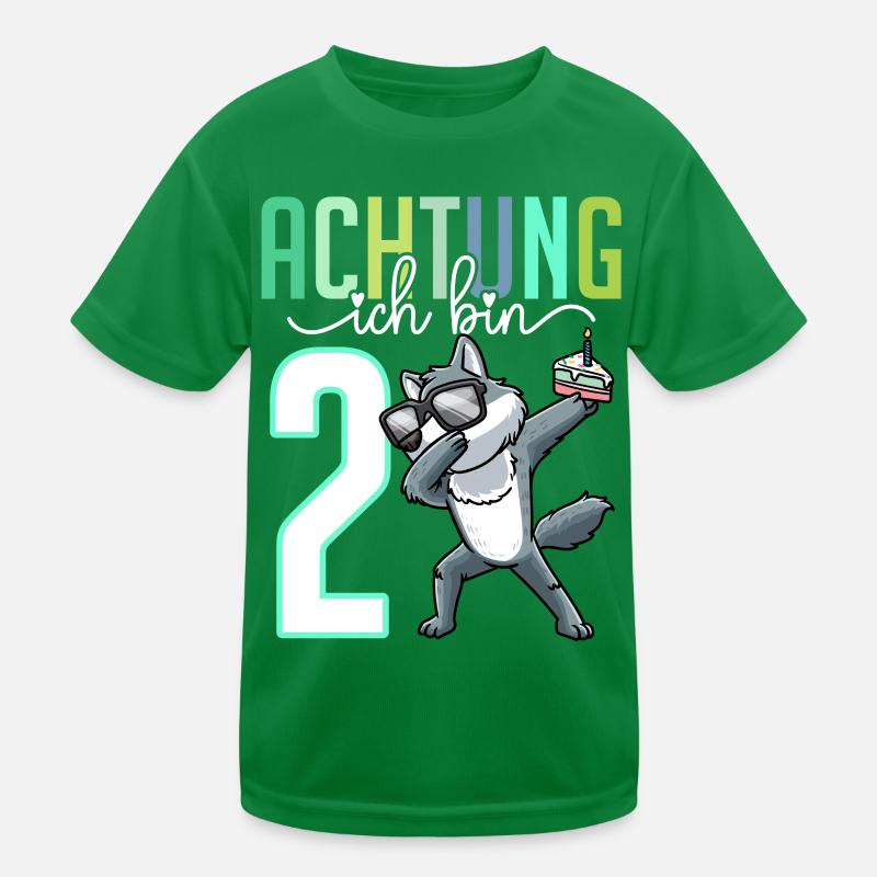 2. Geburtstag Mädchen 2 Jahre Wolf Kinder Funktions-T-Shirt