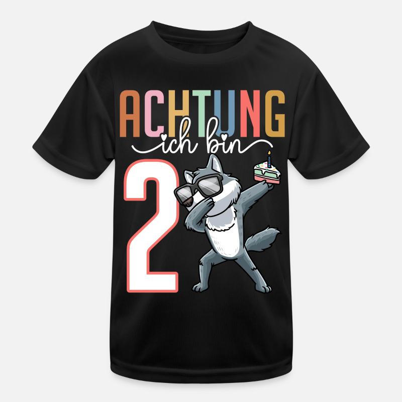 2. Geburtstag Mädchen 2 Jahre Wolf Kinder Funktions-T-Shirt