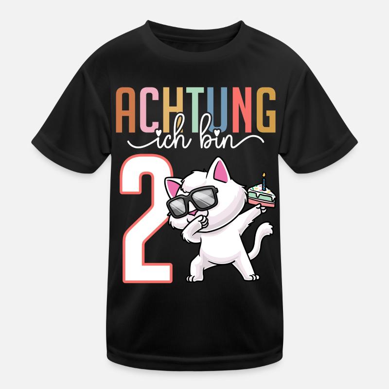 2. Geburtstag Mädchen 2 Jahre Katze Kinder Funktions-T-Shirt