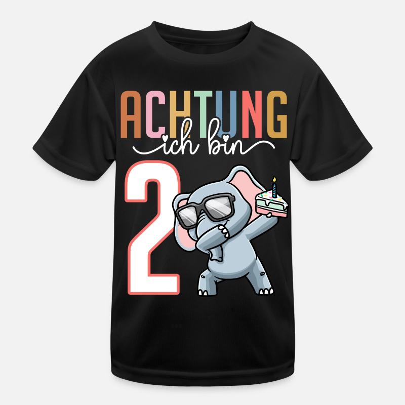 2. Geburtstag Mädchen 2 Jahre Elefant Kinder Funktions-T-Shirt