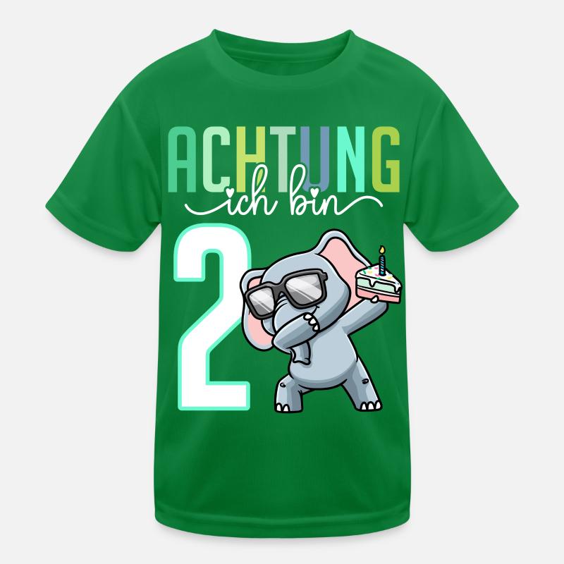 2. Geburtstag Mädchen 2 Jahre Elefant Kinder Funktions-T-Shirt