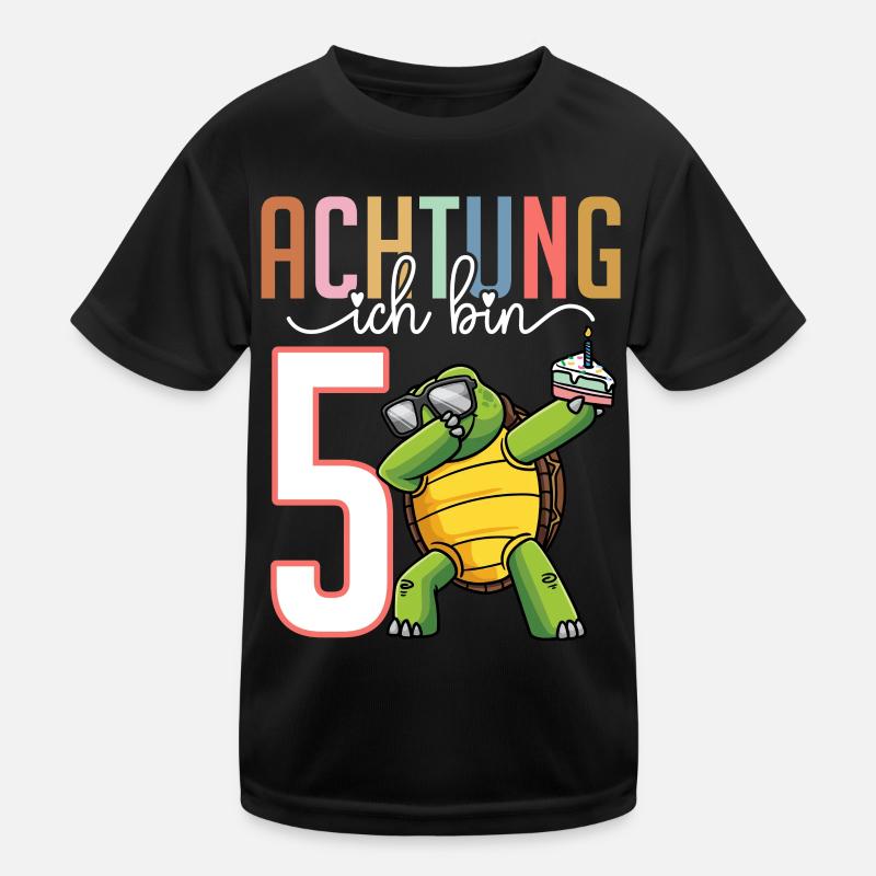 5. Geburtstag Junge Mädchen 5 Jahre Schildkröte Kinder Funktions-T-Shirt