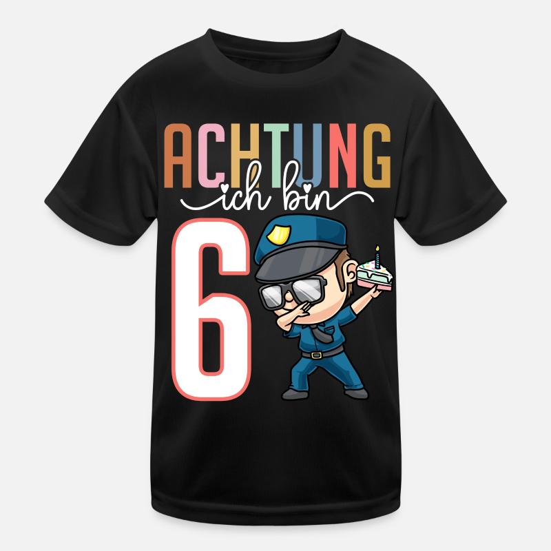 Sechster 6. Geburtstag Junge 6 Jahre Polizei Kinder Funktions-T-Shirt