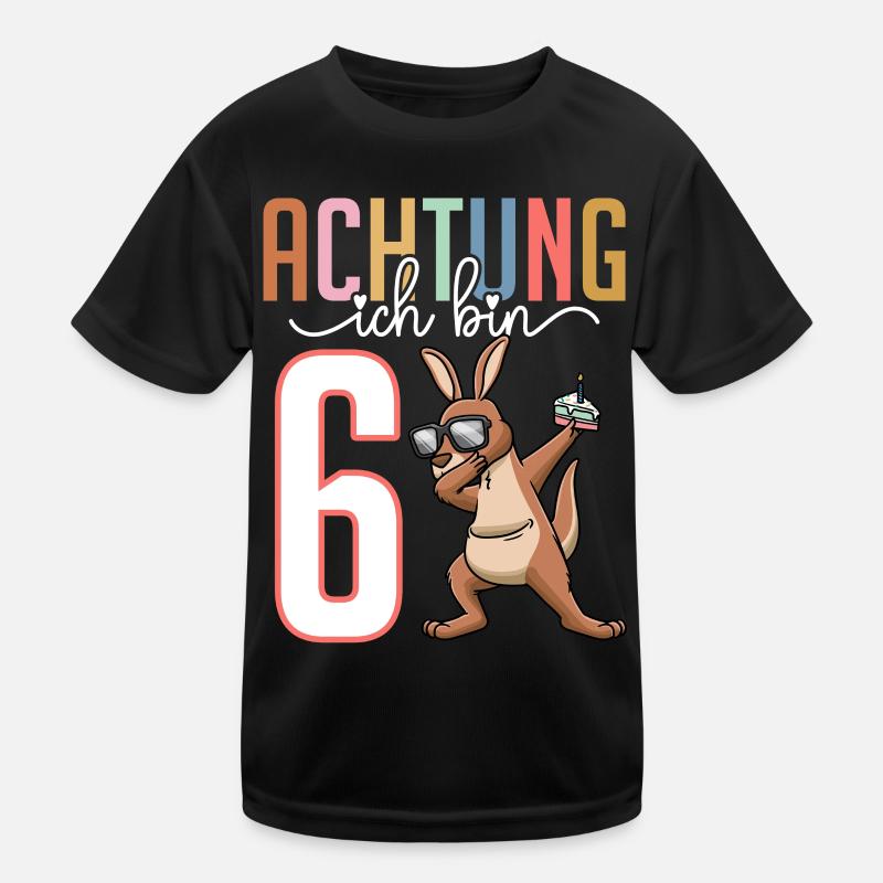 Sechster 6. Geburtstag Junge 6 Jahre Känguru Kinder Funktions-T-Shirt