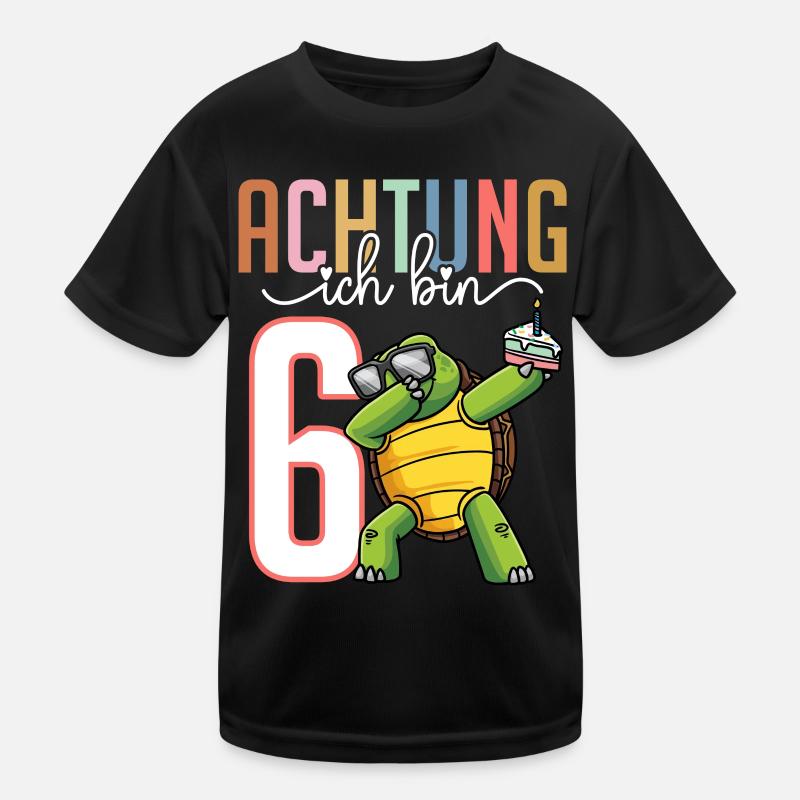 Sechster 6. Geburtstag Junge 6 Jahre Schildkröte Kinder Funktions-T-Shirt