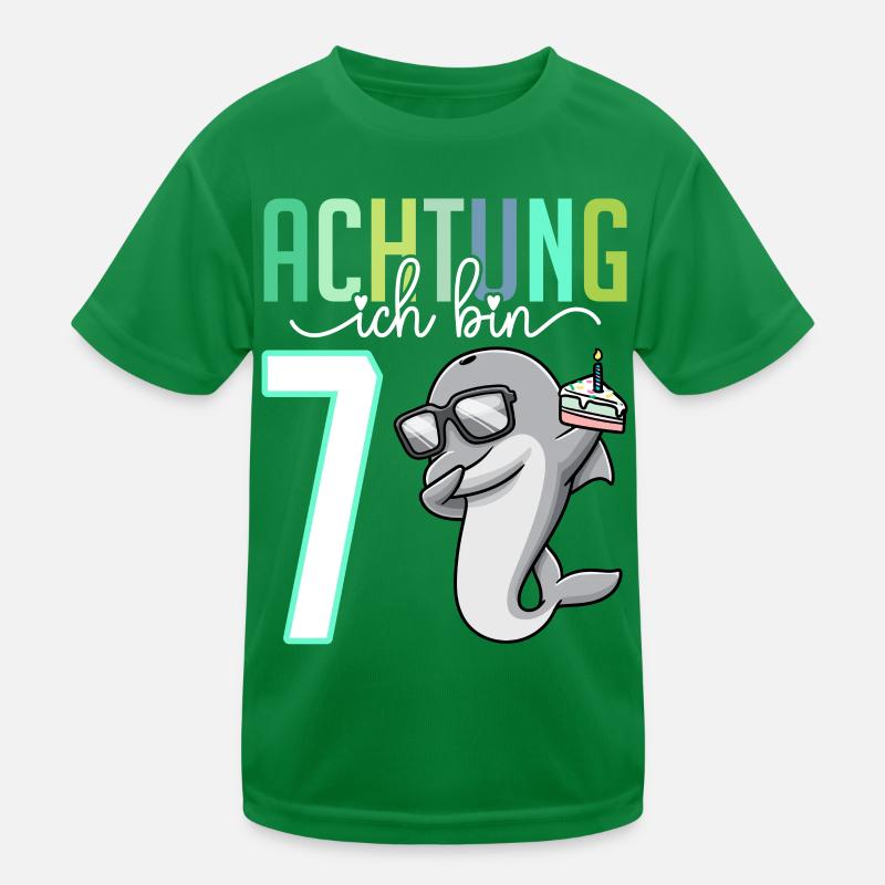 7. Geburtstag 7 Jahre Delfin Junge Mädchen Kinder Funktions-T-Shirt